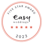 5 Star Award badge for 2023 from Easy Weddings